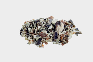 Dry kelp algae close-up isolated on a white background.