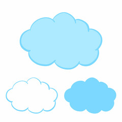 Blue Cloud in Cartoon Style Isolated on White Background. Weather, Data Storage Design Element. Vector illustration.