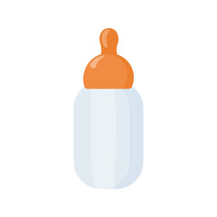Baby Milk Bottle in Cartoon Doodle Style Isolated on White Background. Can be Used for Cloth Design. Vector Illustration.