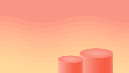 Minimal 3d vector illustration of podium, tribune, stage in the form of cylinder. The work is done in red and yellow colors.