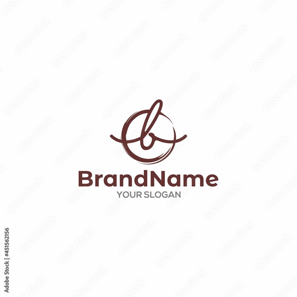 Sticker b script logo design vector