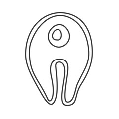 Meat steak isolated on white background. Hand drawn vector illustration. Doodle style. Food, antivegiterian, beef, pork, grilled, barbecue, tasty, delicious, protein, fried, simple object, roast beef.