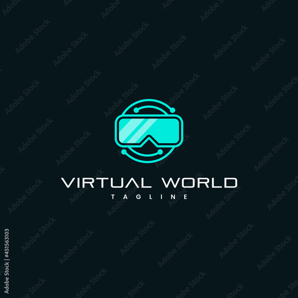 Wall mural Virtual World logo design, Virtual Realty Technology for Simulation Video Games  logo design inspiration - Wall murals