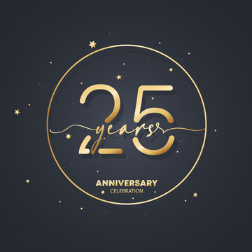 25 years anniversary logo template. 25th birthday, wedding anniversary icon. Trendy symbol image. Vector EPS 10. Isolated on background