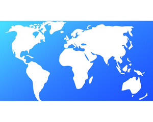Simple Vector Blue map of the World Illustration
