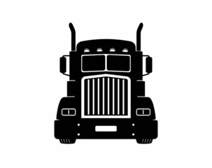 Semi Truck. Vector Lorry. Freight transportation. Flat vector illustration. American truck. Semi Truck. Dump truck trailer cab. Front view.