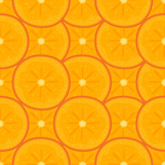 Seamless pattern with fresh cut slices persimmon fruit isolated on white background. Summer fruits for healthy lifestyle. Organic fruit. Cartoon style. Vector illustration for any design.