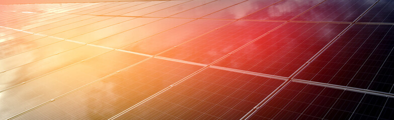 closeup photovoltaic panels which installed on the rooftop of the building, concept for storing and...