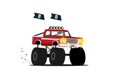 Off road car isolated on color background. Monster truck. Flat vector illustration © mix3r