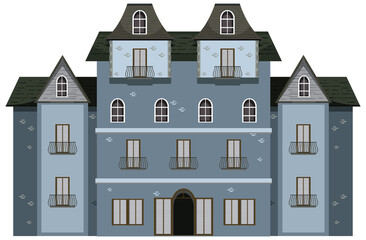 Isolated haunted mansion facade