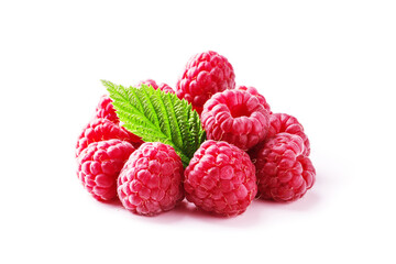 Ripe juicy raspberry isolated on white background