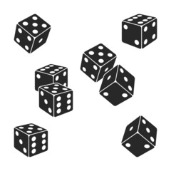 Black dice. Set on a white background. 