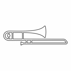 Fototapeta premium Set of musical wind instruments tuba, black contour isolated vector illustration