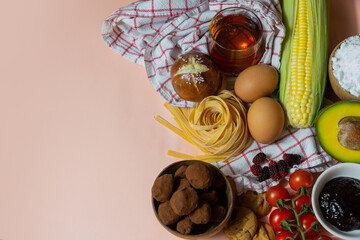plants, vegetables, and healthy food on background