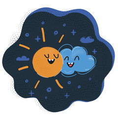Vector illustration of sun and cloud get together.