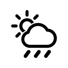 Weather icon illustration. Sun, cloud and rain sign
