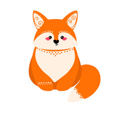 Cute fox isolated on white background. Vector illustration in a flat style