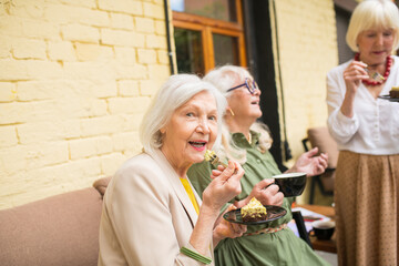 Old friends feeling great while spending time together and drinking tea