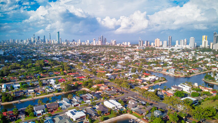 Aerial View from Broadbeach Waters of Gold Coast High Rise