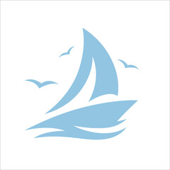Sailboat icon. Yacht sail sign. Abstract sailing boat symbol. Vector illustration.