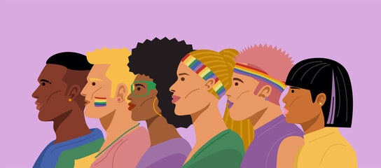Naklejka na ściany i meble Portrait of Young LGBTQ People. Vector Illustration
