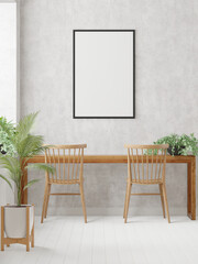3D Mockup photo frame in Modern interior of dining room