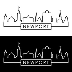Newport skyline. Linear style. Editable vector file.