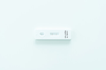 2019 SARS-nCoV coronavirus or COVID-19 antigen test kit shown a positive result. COVID-19 ag test...