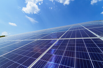 Production of solar panels. Green energy concept. Modern production factory or plant. Special equipment