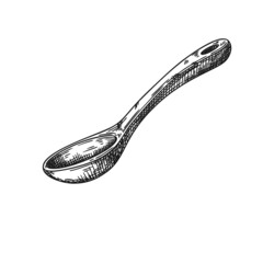 Sketch of a wooden spoon isolated on a white background. Vector - 451577148