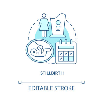 Stillbirth Blue Concept Icon . Loss Of Baby During Labor Abstract Idea Thin Line Illustration. Statutory Maternity Leave In Case Of Miscarriage. Vector Isolated Outline Color Drawing. Editable Stroke