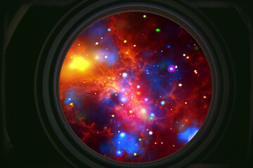 Highly detailed epic galaxy and stars. View from spacecraft. Elements of this image furnished by NASA.