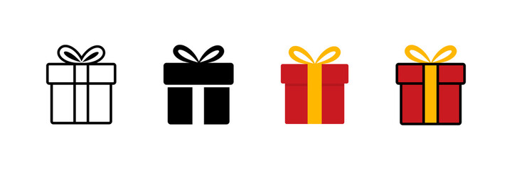 Present gift box icon. Vector isolated elements. Christmas gift icon illustration. Surprise present icon. Stock vector