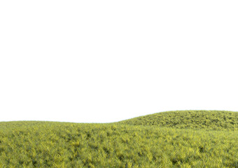 Realistic green grass hills isolated on white background. Bright 3d illustration.