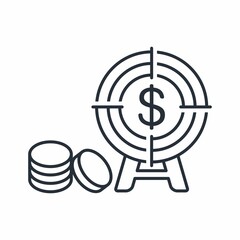 Financial goal, target. Vector linear icon isolated on white background.