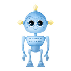 Cute fantastic robot isolated on white background.