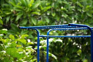 Rainstorm drop to clothes rack.