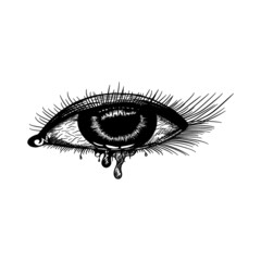crying eyes hand drawn vector illustration