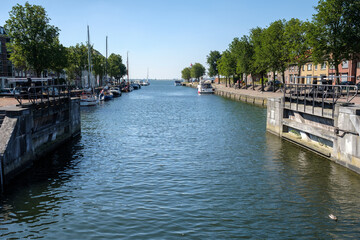 Fototapeta na wymiar Lock of Hellevoesluis, Zuid-Holland Province, The Netherlands