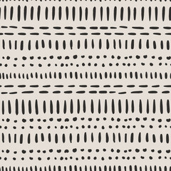 Black and white african mud cloth tribal ethnic pattern with geometric elements. Seamless vector pattern with abstract, traditional, tribal design, hand drawn.