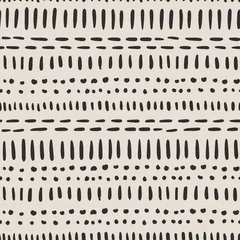 Foto op Plexiglas Schilder en tekenlijnen Zwart-wit Afrikaanse modder doek tribal etnische patroon met geometrische elementen. Naadloze vector patroon met abstract, traditioneel, tribal design, hand getrokken.