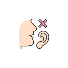 Language disabilities RGB color icon. Physiological barriers to communication. Sensory organs dysfunction. Receiver physical condition. Isolated vector illustration. Simple filled line drawing