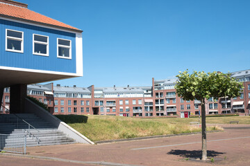 Fototapeta na wymiar Homes in Hellevoetsluis, Zuid-Holland Province, The Netherlands