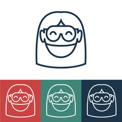 Vector icon of girl in hospital mask