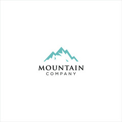Simple Modern Mountain Landscape Logo Design Vector, Rocky Top Mount Peak Silhouette