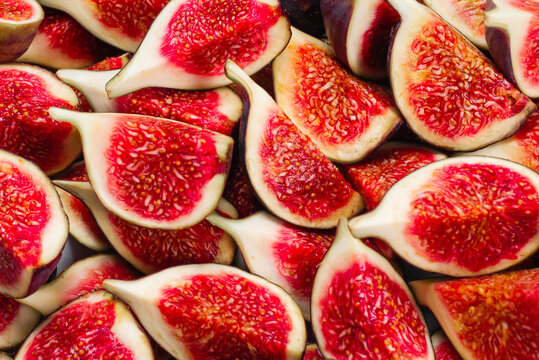 Tasty figs background. Top view.