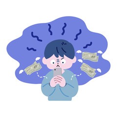 スマホを持った重課金勢の男性