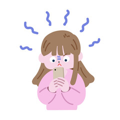 スマホに熱中する女性
