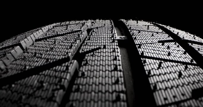 closeup of new winter car tire tread