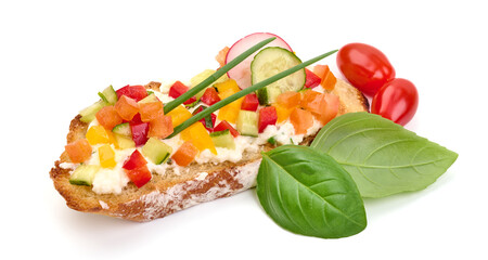 Cream cheese sandwich, isolated on white background. High resolution image.